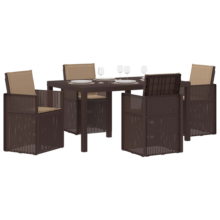 Tuin eettafelset met kussen 5 pcs Bruin en Taupe PP