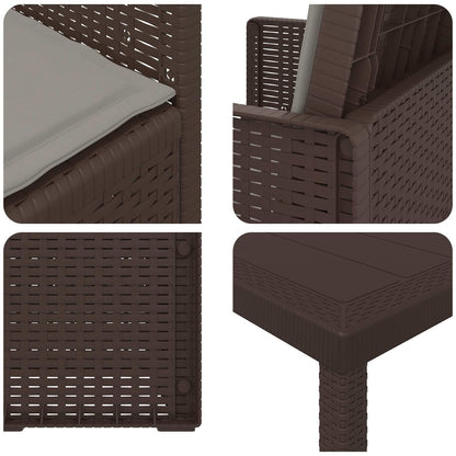 Tuin eettafelset met kussen 5 pcs Bruin en lichtgrijs PP