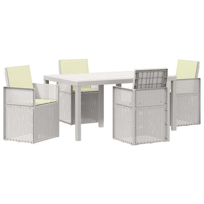Tuin eettafelset met kussen 5 pcs Wit en crèmekleurig PP