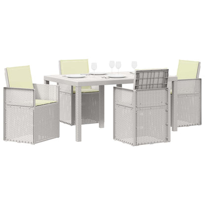 Tuin eettafelset met kussen 5 pcs Wit en crèmekleurig PP