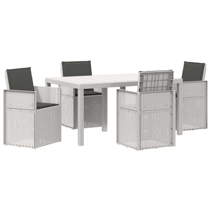 Tuin eettafelset met kussen 5 pcs Wit en antracietkleurig PP