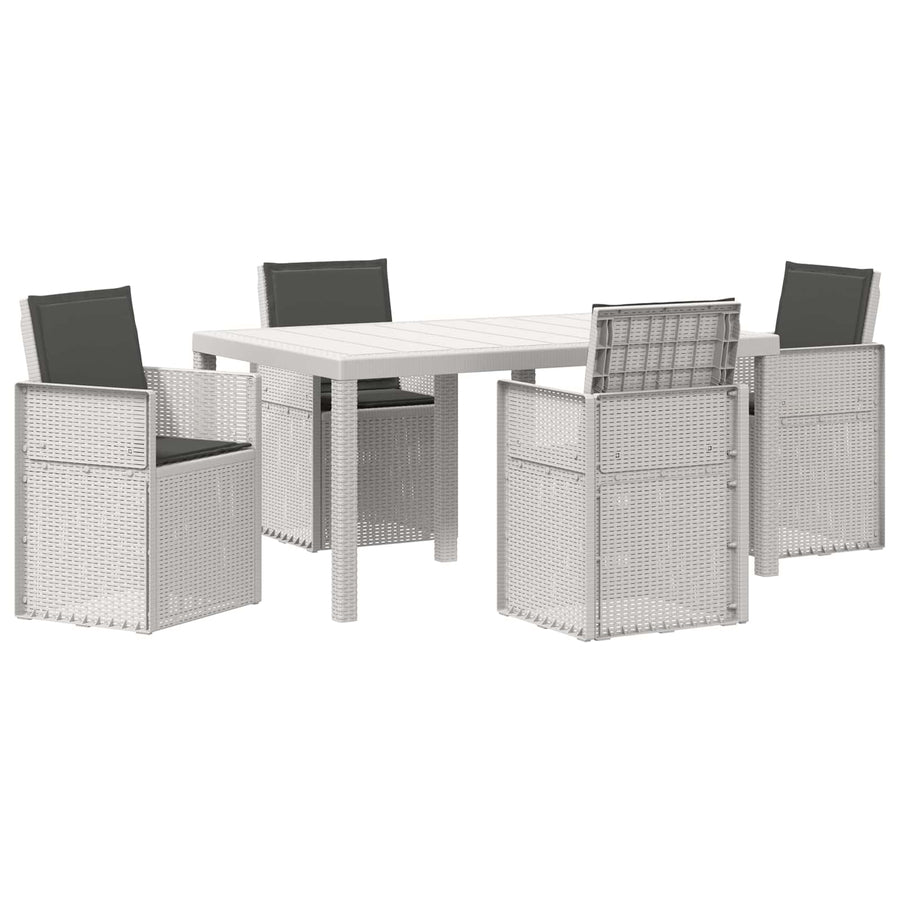 Tuin eettafelset met kussen 5 pcs Wit en antracietkleurig PP