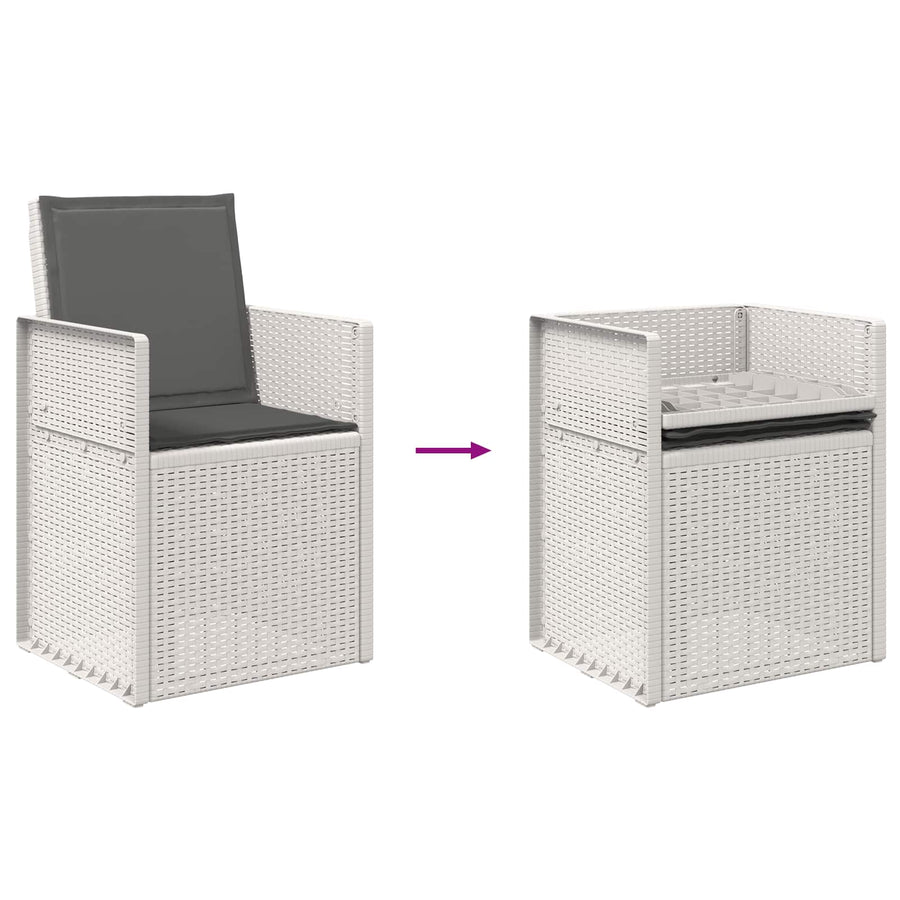 Tuin eettafelset met kussen 5 pcs Wit en antracietkleurig PP