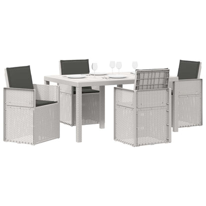 Tuin eettafelset met kussen 5 pcs Wit en antracietkleurig PP
