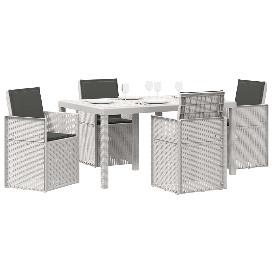 Tuin eettafelset met kussen 5 pcs Wit en antracietkleurig PP