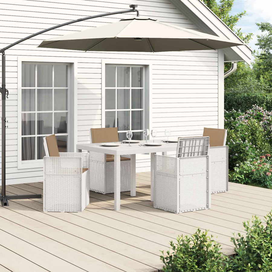 Tuin eettafelset met kussen 5 pcs Wit en Taupe PP