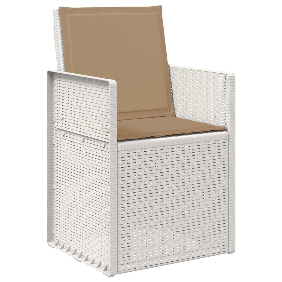 Tuin eettafelset met kussen 5 pcs Wit en Taupe PP