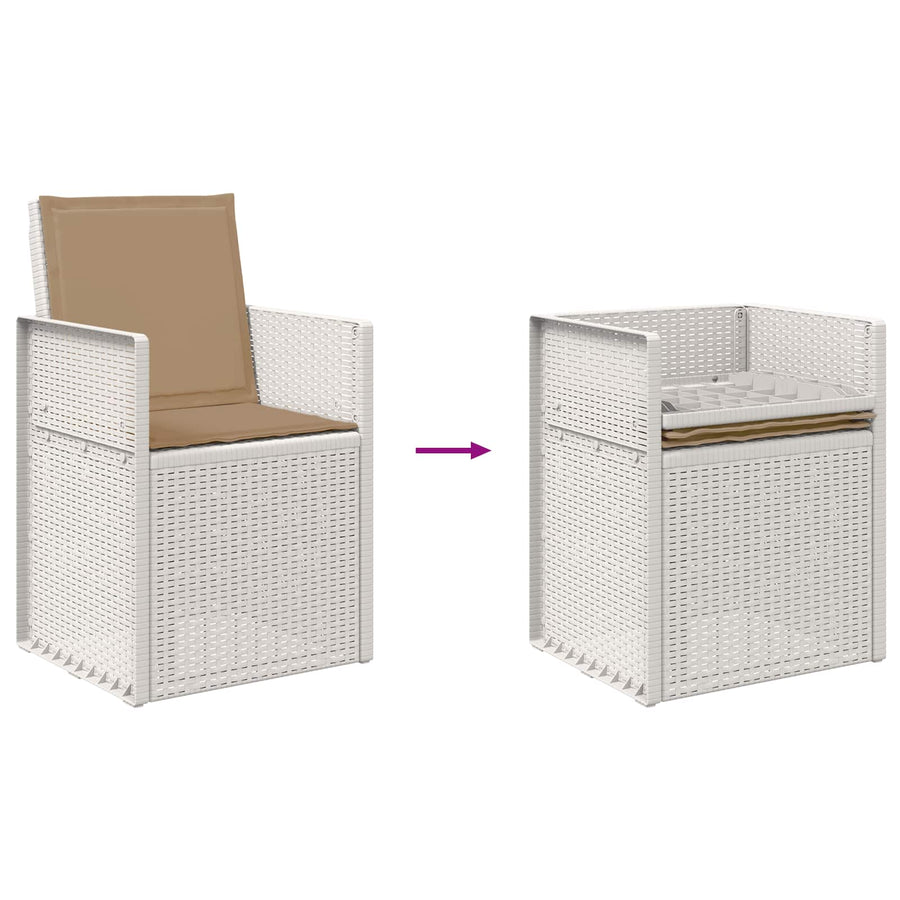 Tuin eettafelset met kussen 5 pcs Wit en Taupe PP