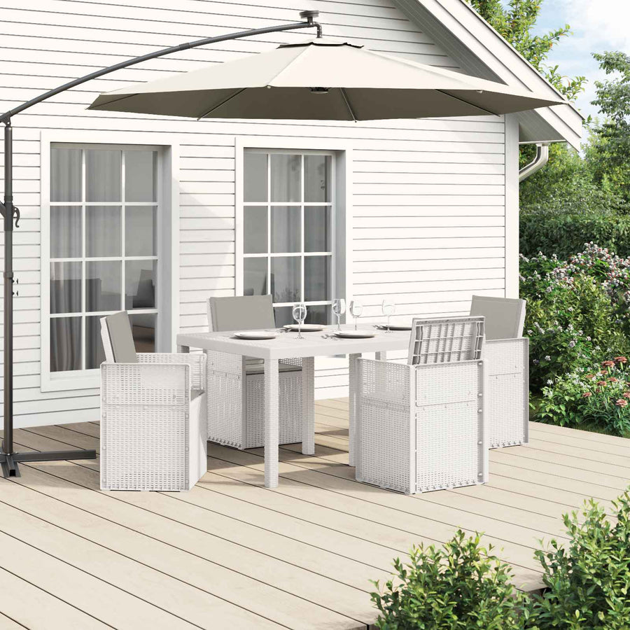 Tuin eettafelset met kussen 5 pcs Wit en Lichtgrijs PP