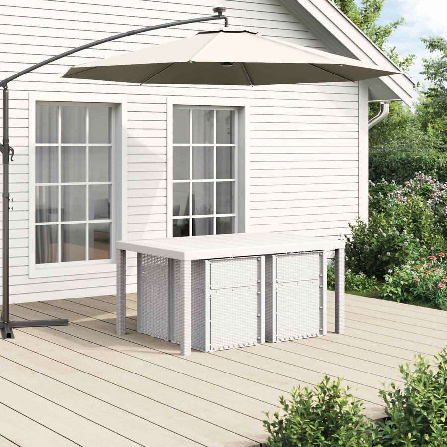 Tuin eettafelset met kussen 5 pcs Wit en Lichtgrijs PP