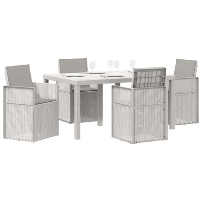 Tuin eettafelset met kussen 5 pcs Wit en Lichtgrijs PP