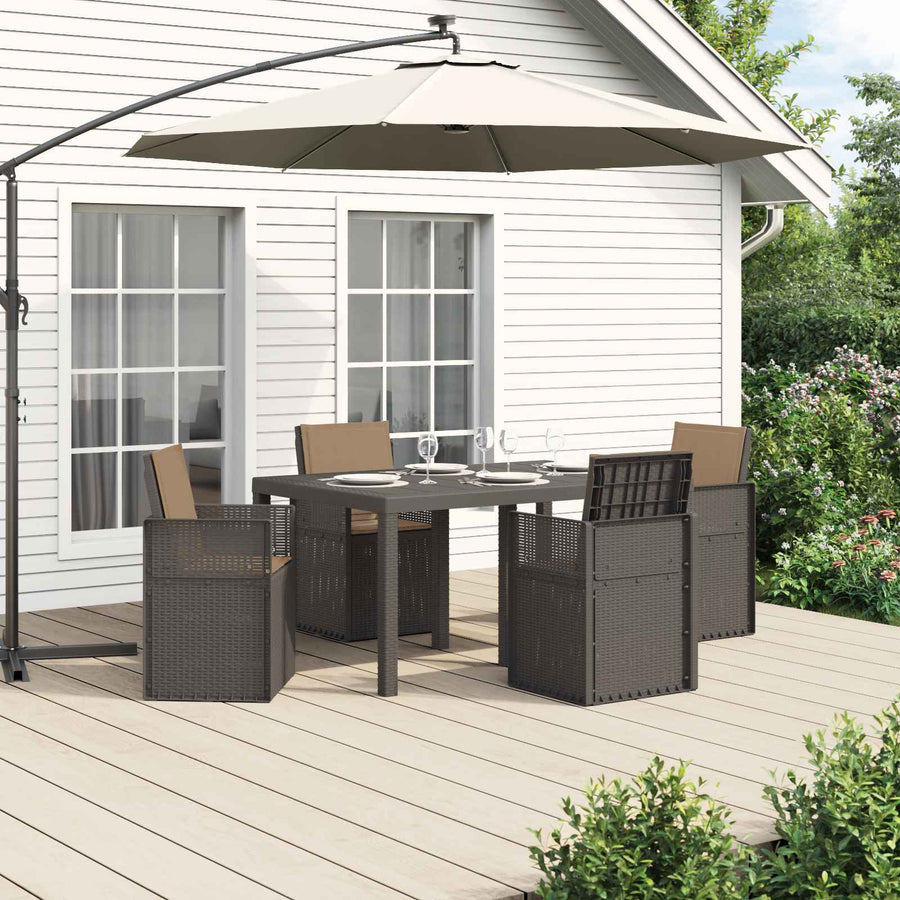 Tuin eettafelset 5 st Lichtgrijs en Taupe PP