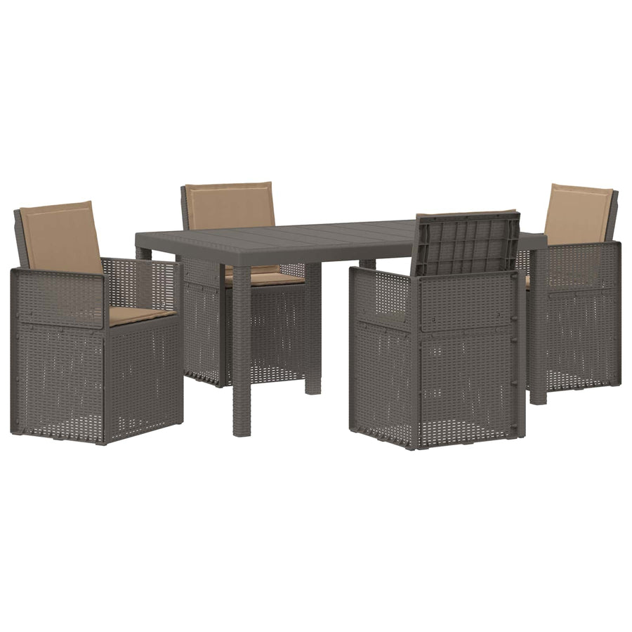Tuin eettafelset 5 st Lichtgrijs en Taupe PP