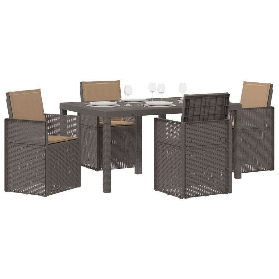 Tuin eettafelset 5 st Lichtgrijs en Taupe PP