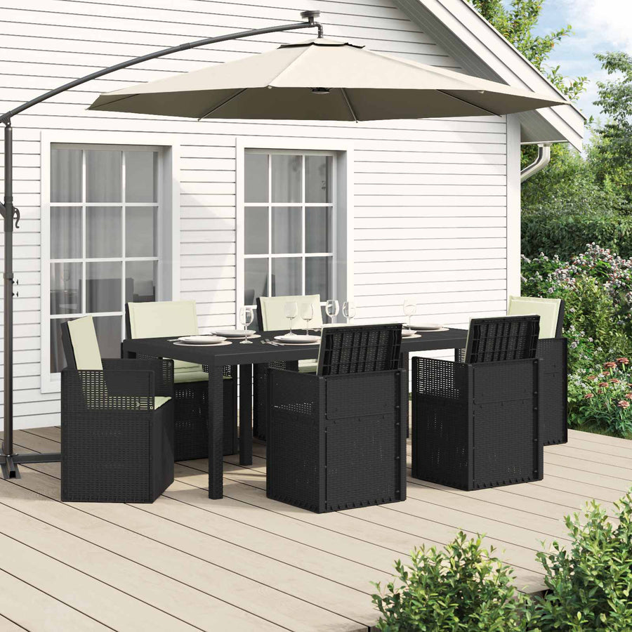 Tuin eettafelset met kussen 7 pcs Antraciet- en crèmekleurig PP