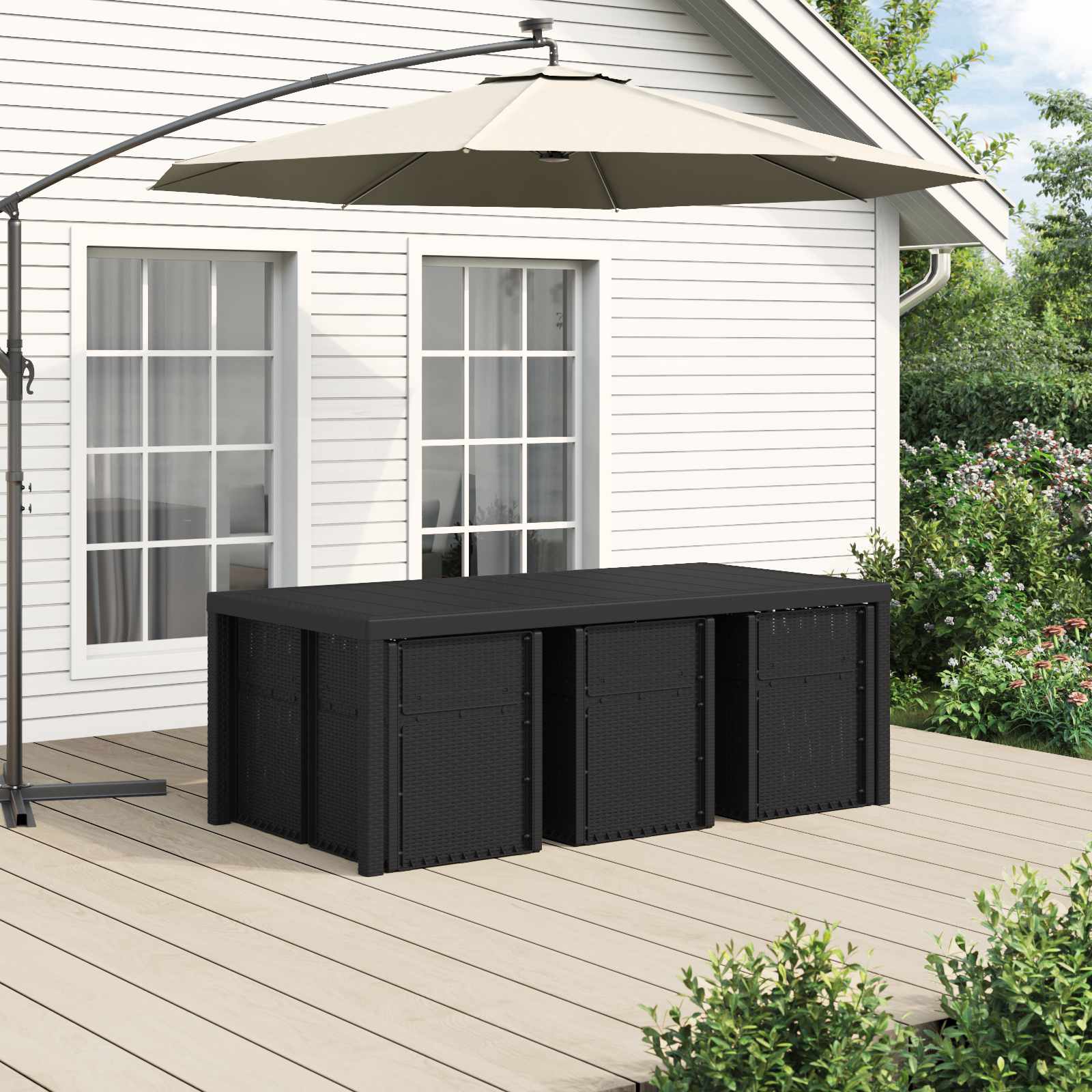 Tuin eettafelset met kussen 7 pcs Antracietkleurig PP