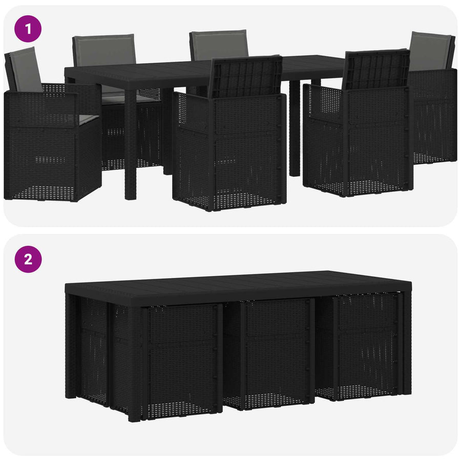 Tuin eettafelset met kussen 7 pcs Antracietkleurig PP