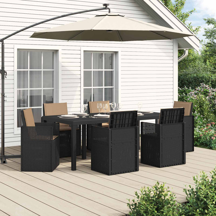 Tuin eettafelset met kussen 7 pcs Antracietkleurig en taupe PP