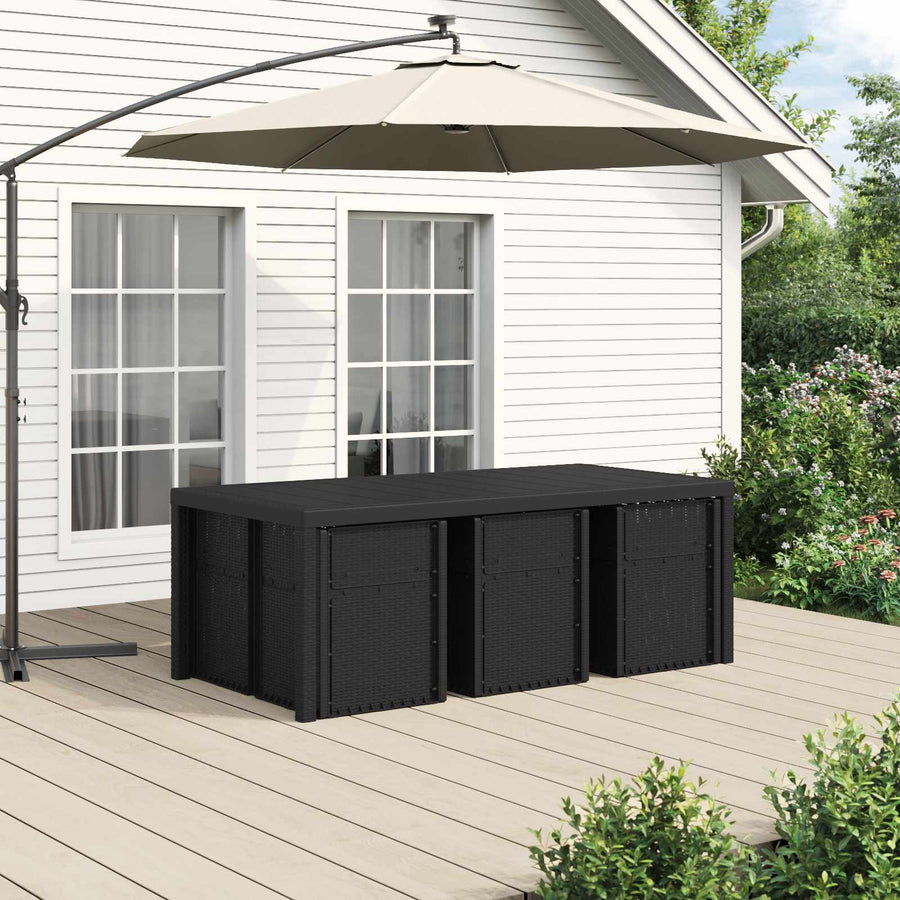 Tuin eettafelset met kussen 7 pcs Antracietkleurig en taupe PP