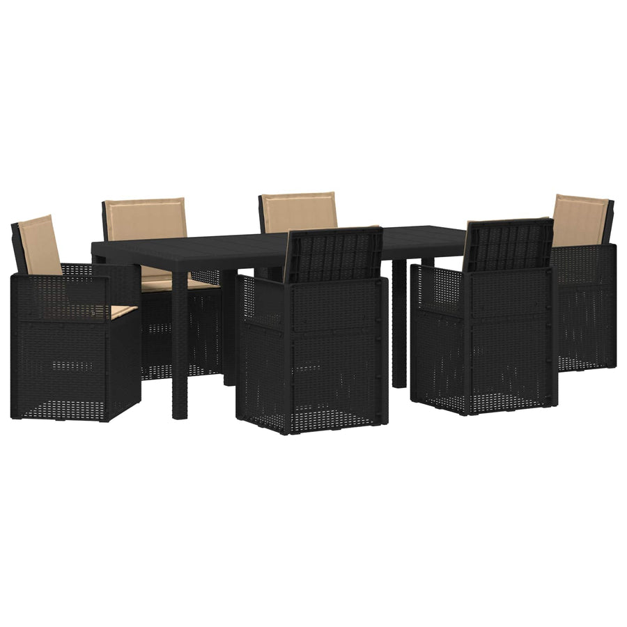 Tuin eettafelset met kussen 7 pcs Antracietkleurig en taupe PP