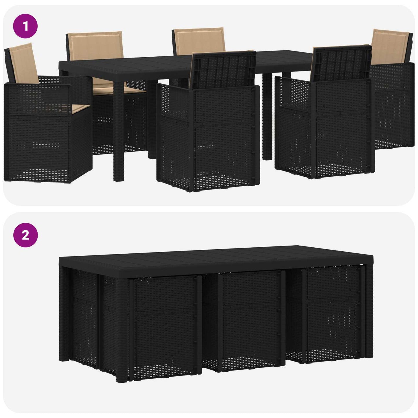 Tuin eettafelset met kussen 7 pcs Antracietkleurig en taupe PP