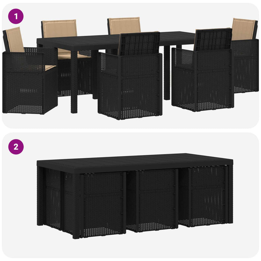 Tuin eettafelset met kussen 7 pcs Antracietkleurig en taupe PP
