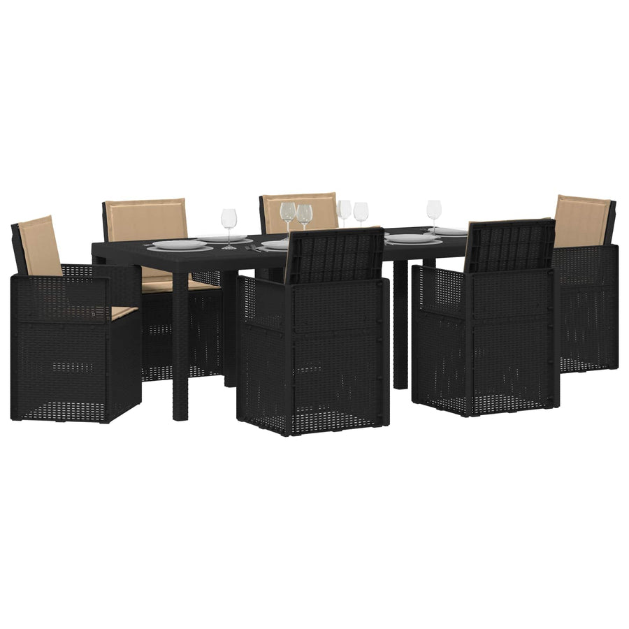 Tuin eettafelset met kussen 7 pcs Antracietkleurig en taupe PP