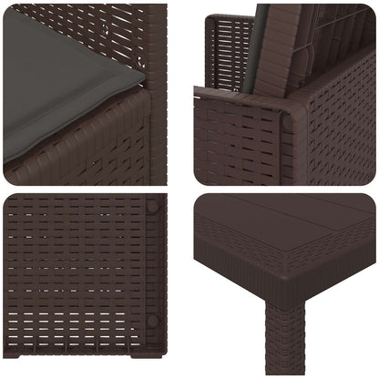 Tuin eettafelset met kussen 7 pcs Bruin en antracietkleurig PP