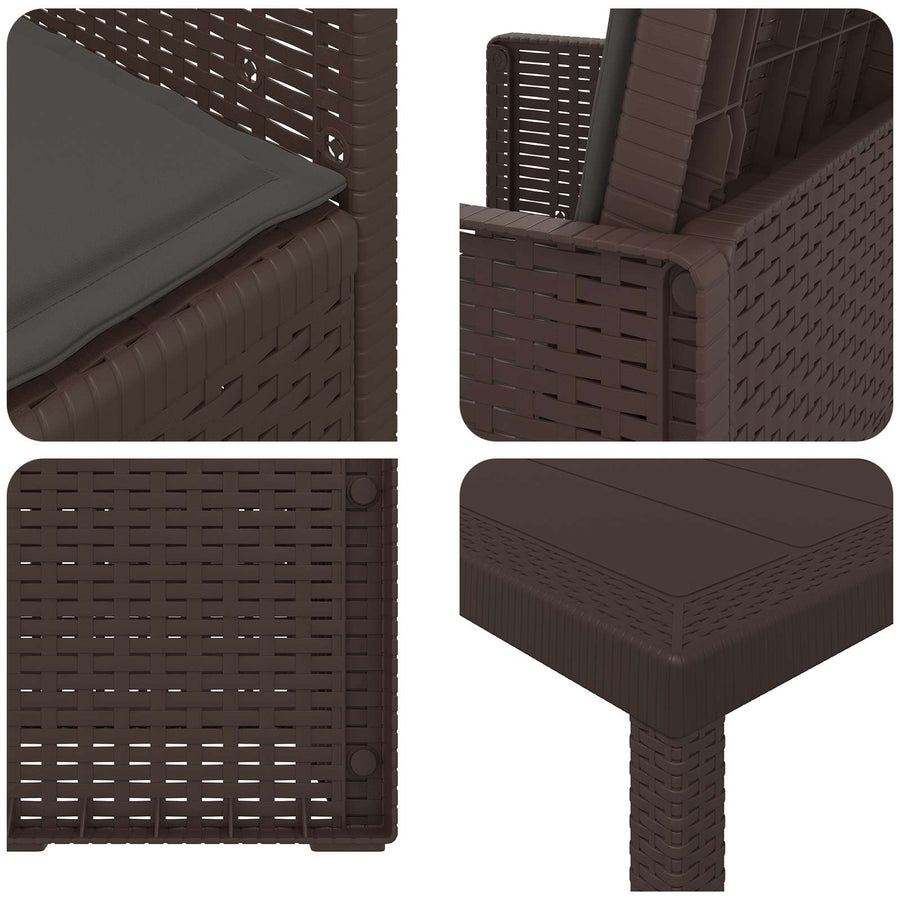 Tuin eettafelset met kussen 7 pcs Bruin en antracietkleurig PP