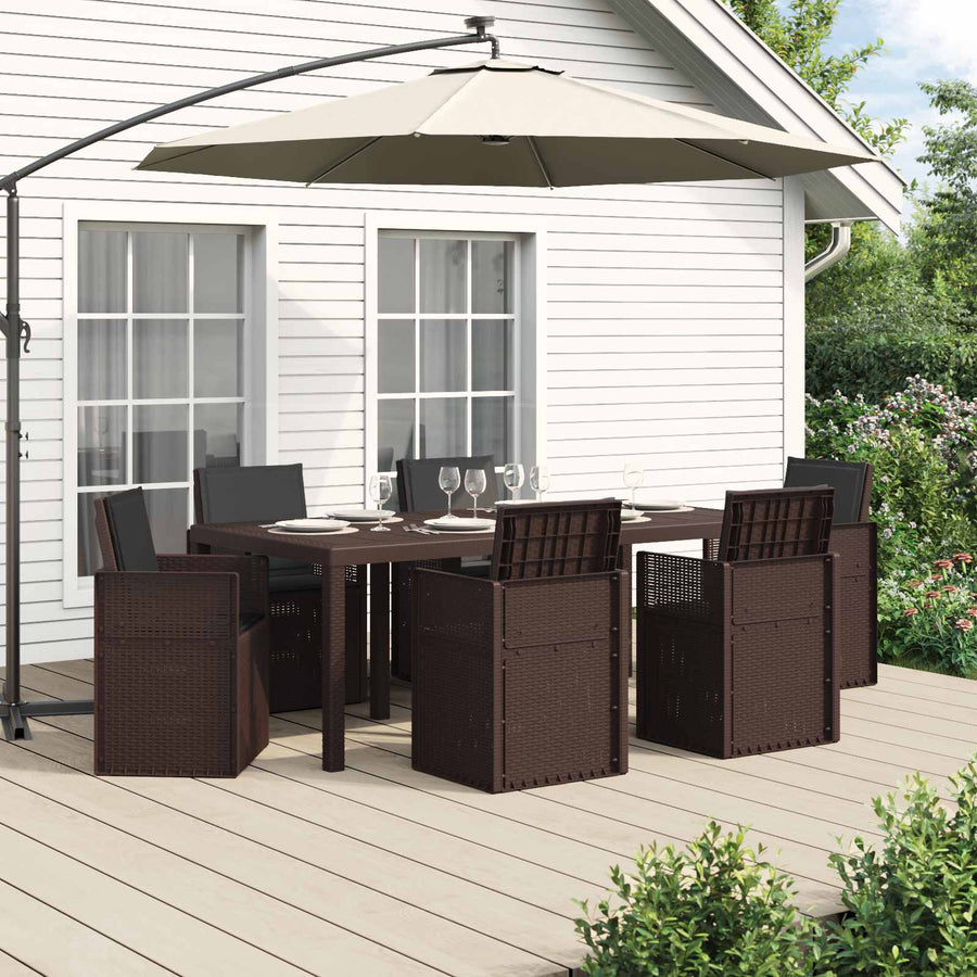 Tuin eettafelset met kussen 7 pcs Bruin en antracietkleurig PP