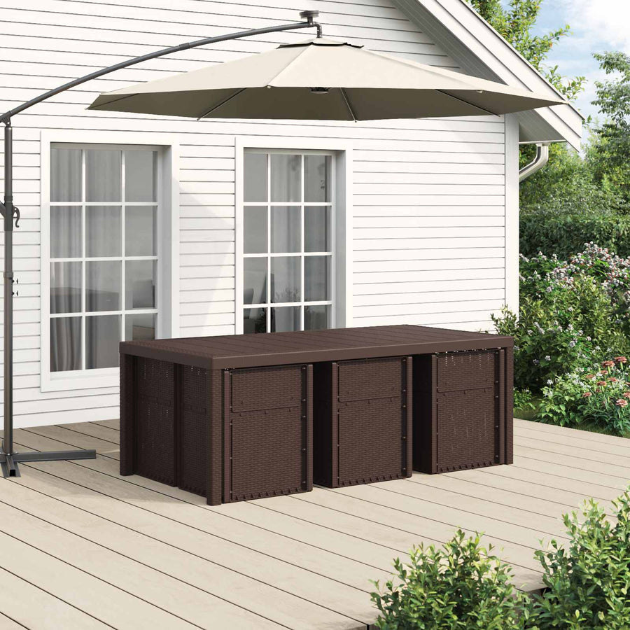 Tuin eettafelset met kussen 7 pcs Bruin en antracietkleurig PP