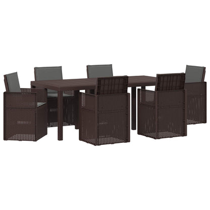 Tuin eettafelset met kussen 7 pcs Bruin en antracietkleurig PP