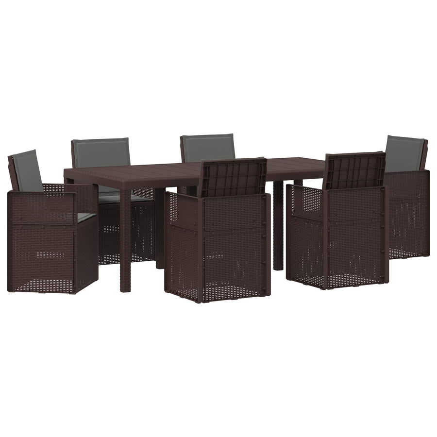 Tuin eettafelset met kussen 7 pcs Bruin en antracietkleurig PP