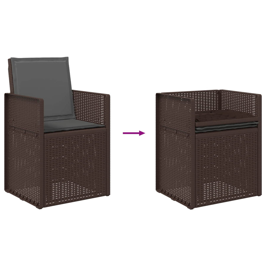 Tuin eettafelset met kussen 7 pcs Bruin en antracietkleurig PP