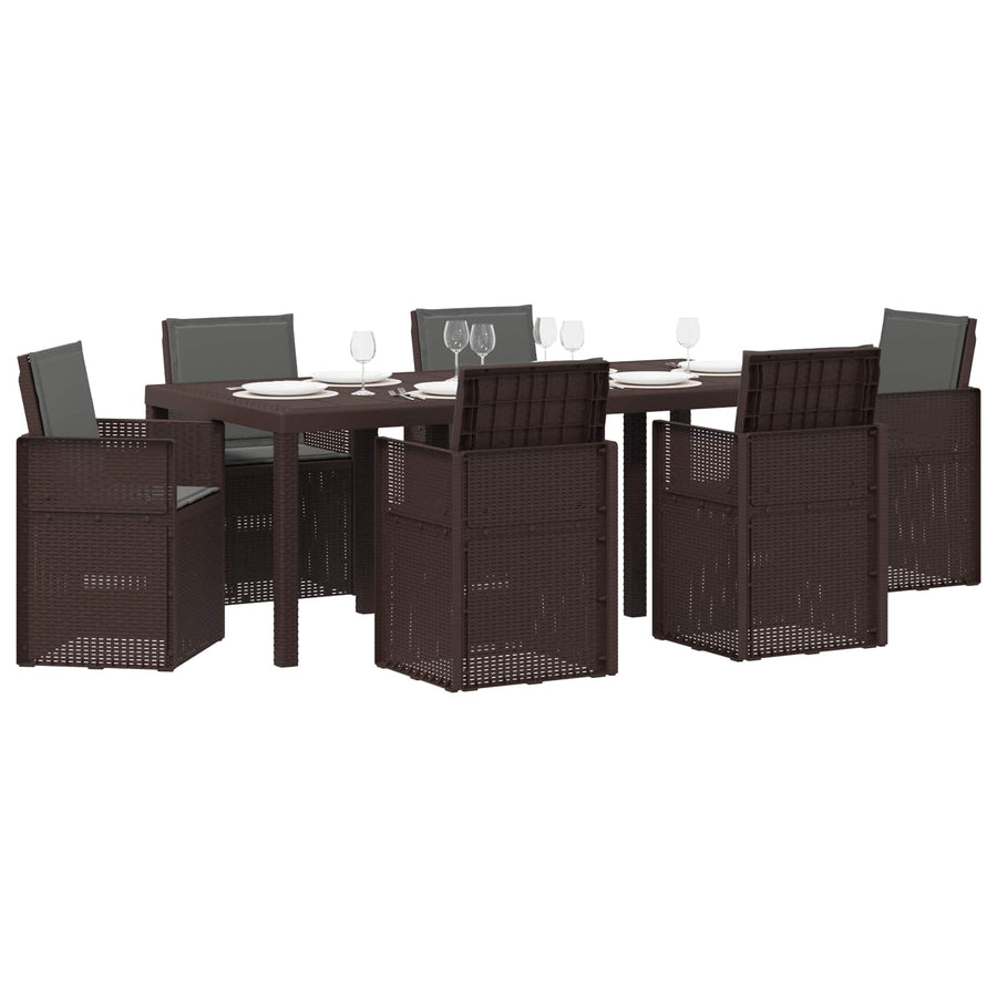 Tuin eettafelset met kussen 7 pcs Bruin en antracietkleurig PP