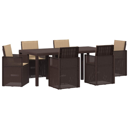 Tuin eettafelset met kussen 7 pcs Bruin en Taupe PP
