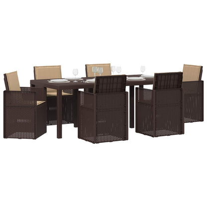Tuin eettafelset met kussen 7 pcs Bruin en Taupe PP