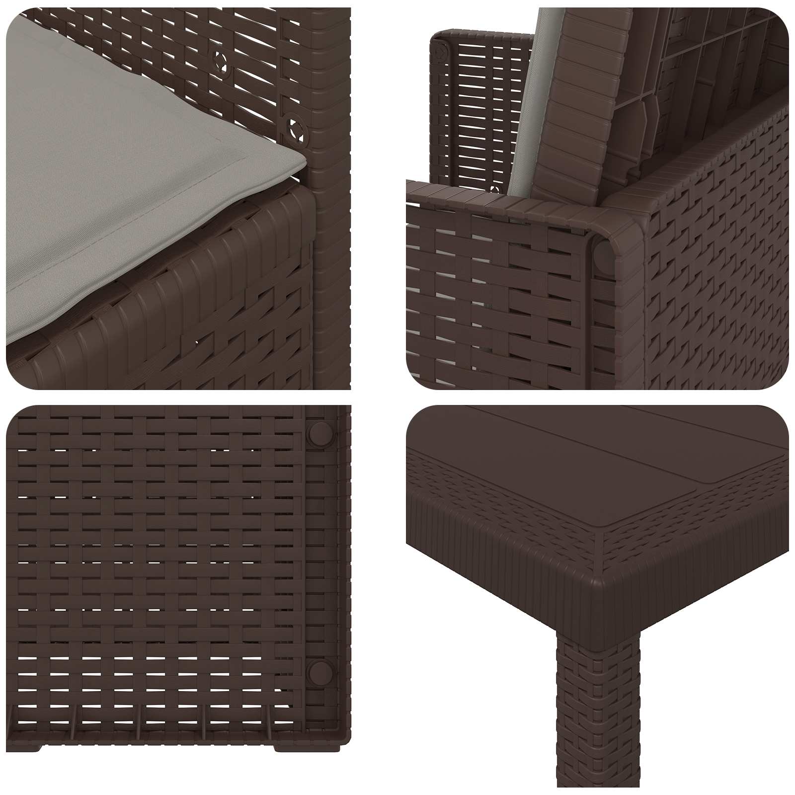 Tuin eettafelset met kussen 7 pcs Bruin en lichtgrijs PP
