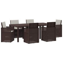 Tuin eettafelset met kussen 7 pcs Bruin en lichtgrijs PP
