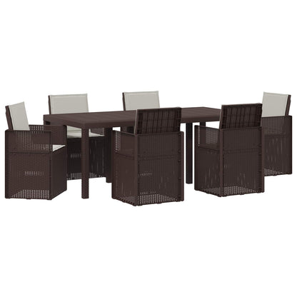 Tuin eettafelset met kussen 7 pcs Bruin en lichtgrijs PP