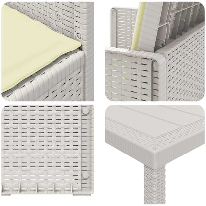 Tuin eettafelset met kussen 7 pcs Wit en crèmekleurig PP