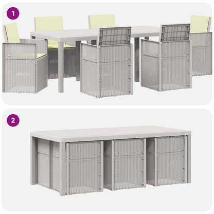 Tuin eettafelset met kussen 7 pcs Wit en crèmekleurig PP