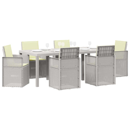 Tuin eettafelset met kussen 7 pcs Wit en crèmekleurig PP
