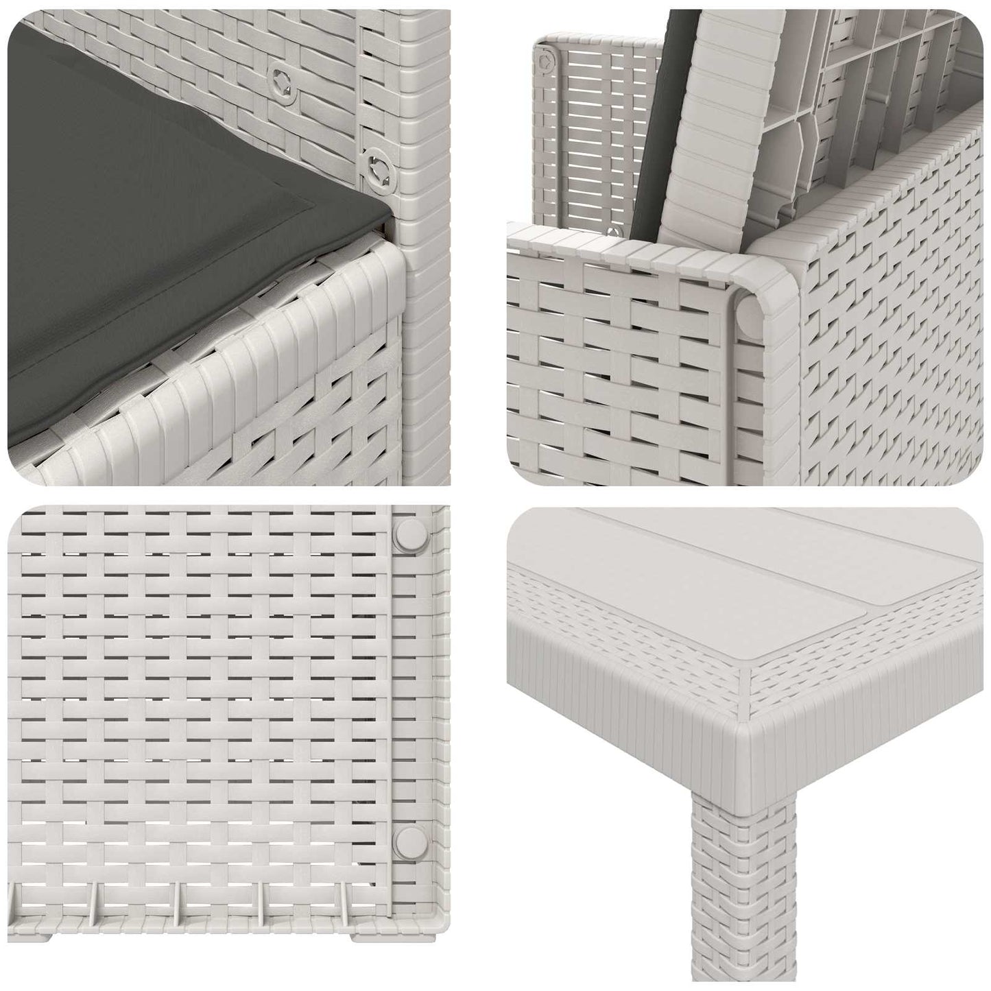 Tuin eettafelset met kussen 7 pcs Wit en antracietkleurig PP