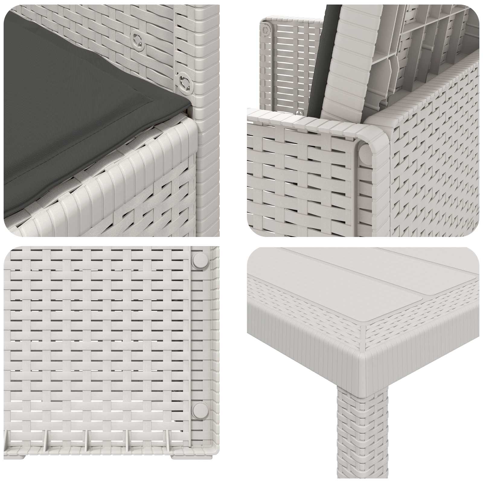 Tuin eettafelset met kussen 7 pcs Wit en antracietkleurig PP