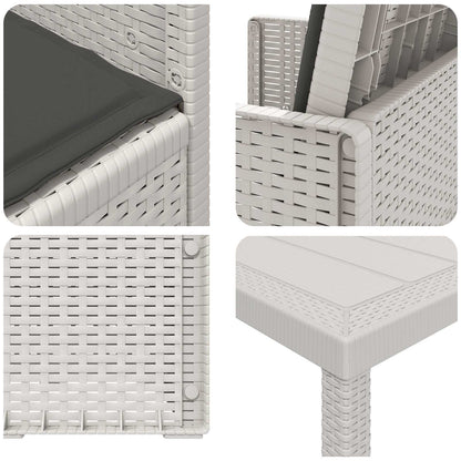 Tuin eettafelset met kussen 7 pcs Wit en antracietkleurig PP