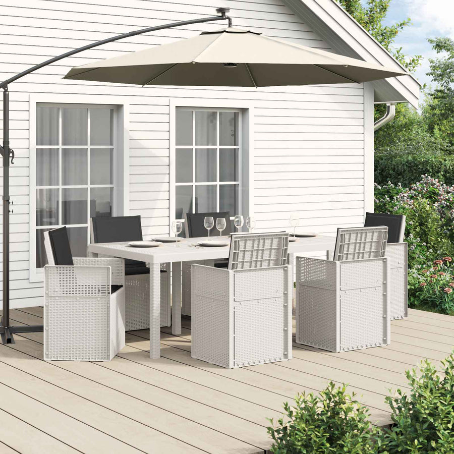 Tuin eettafelset met kussen 7 pcs Wit en antracietkleurig PP