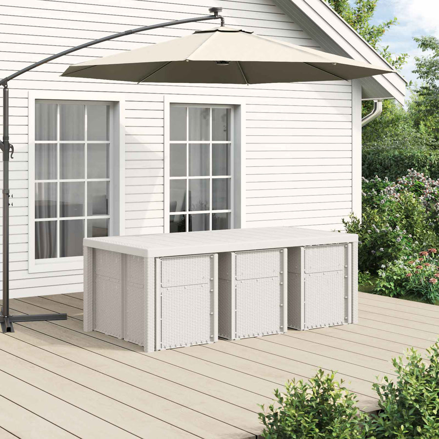 Tuin eettafelset met kussen 7 pcs Wit en antracietkleurig PP