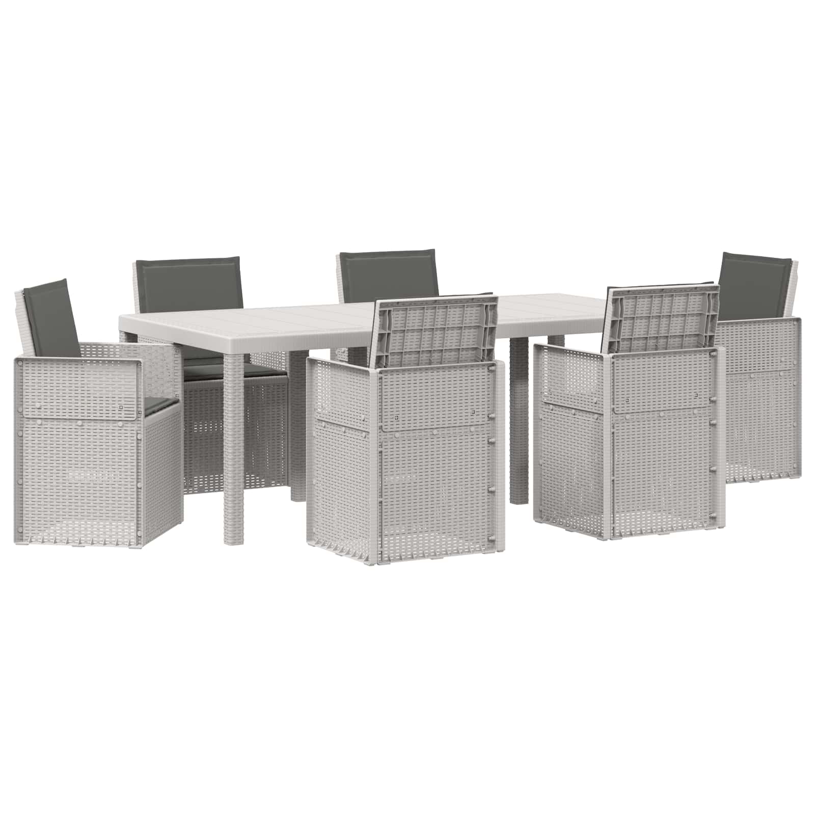 Tuin eettafelset met kussen 7 pcs Wit en antracietkleurig PP
