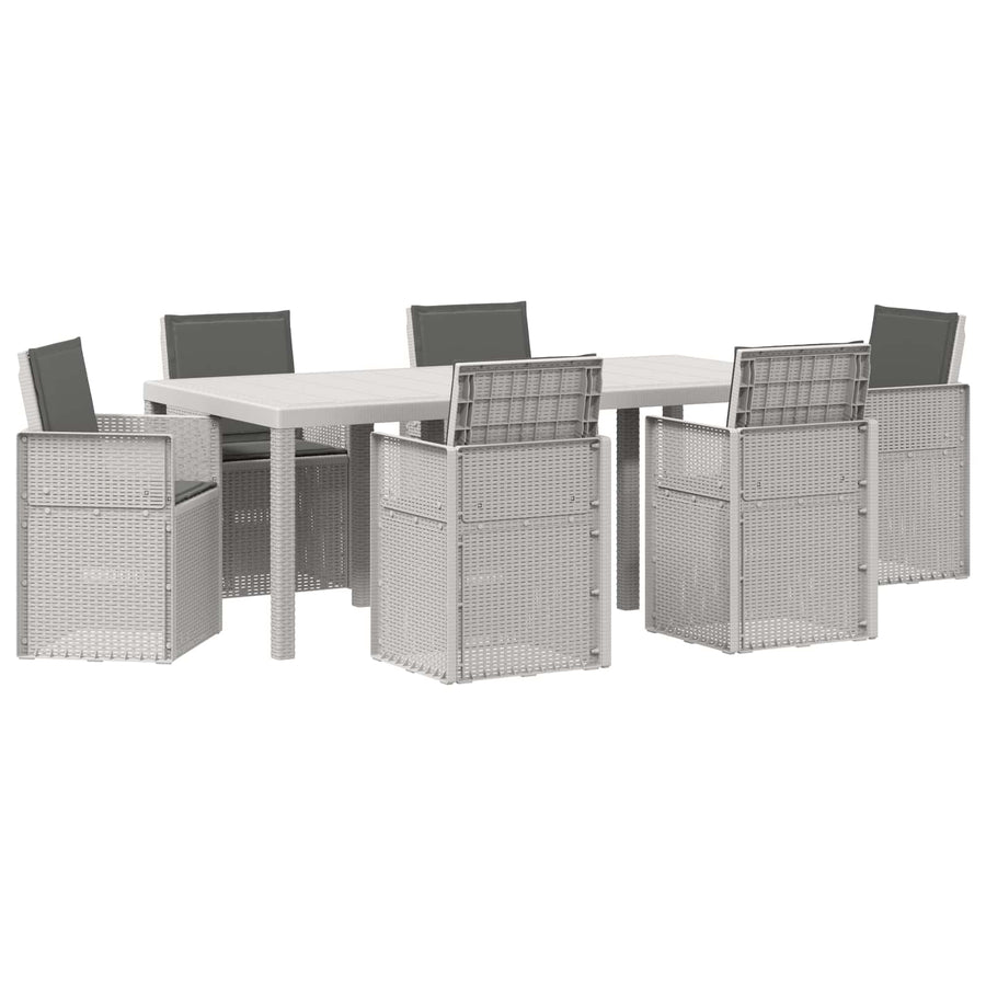 Tuin eettafelset met kussen 7 pcs Wit en antracietkleurig PP